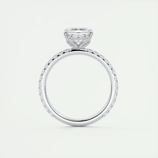 2.03CT Asscher Cut Pave Diamond Moissanite Engagement Ring