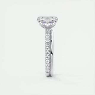 Gorgeous 1.91ct emerald solitaire moissanite ring tilted view catching the light