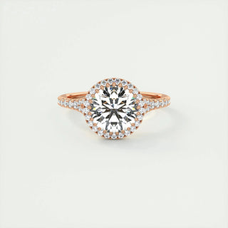 2.0 CT Round Cut Halo Split Shank Diamond Moissanite Engagement Ring