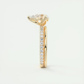 1.93CT Pear Cut Pave Diamond Moissanite Engagement Ring