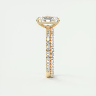 2.10 CT Radiant Cut Pave Diamond Moissanite Engagement Ring