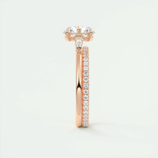 Brilliant 2.0ct round three stone moissanite ring three quarter angled view