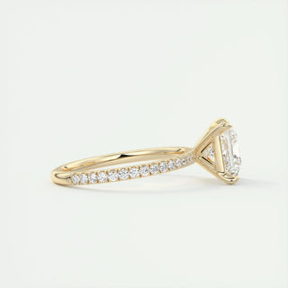 2.08 CT Princess Cut Pave Classic Moissanite Engagement Ring side view