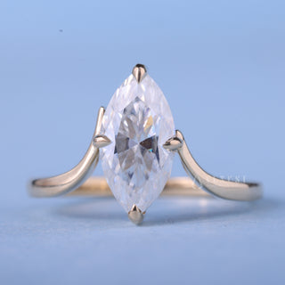 1.50CT Marquise Moissanite Diamond Curved Unique Engagement Rings
