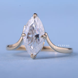 1.50CT Marquise Moissanite Diamond Curved Unique Engagement Rings