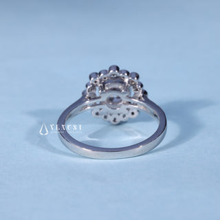 Rear gallery view of Round Moissanite Channel Set Engagement Ring with Halo Pave
