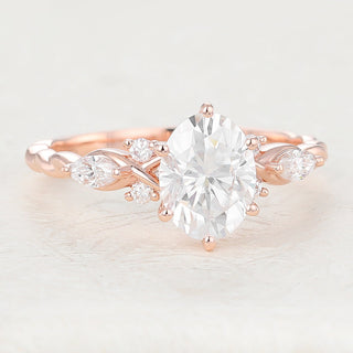 1.33 CT Oval Cut Cluster Classic Moissanite Engagement Ring top view