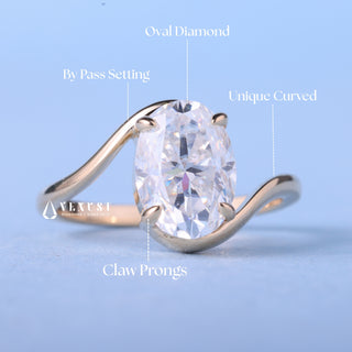 1.50CT Oval Moissanite Diamond Tension Style Timeless Engagement Rings