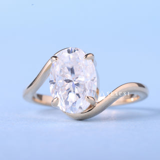 1.50CT Oval Moissanite Diamond Tension Style Timeless Engagement Rings