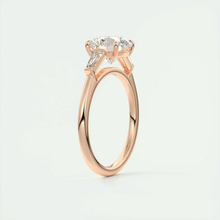 Brilliant 2.0ct round three stone moissanite ring detail view of the band