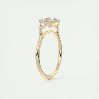 Gorgeous 2.0ct round three stone moissanite ring shown on a finger