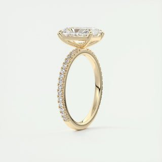 2.10 CT Radiant Cut Pave Diamond Moissanite Engagement Ring