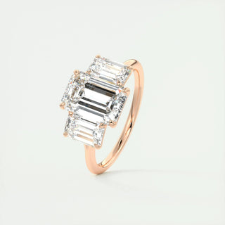 1.91 CT Emerald Cut Three stone Moissanite Engagement Ring side view