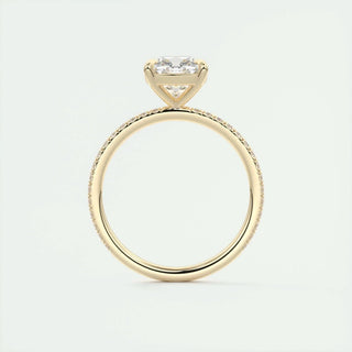 Dazzling 2.15ct cushion solitaire moissanite ring angled view showing its sparkle