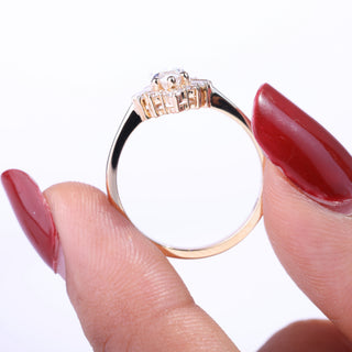 0.75ct Marquise Cut Cluster Diamond Moissanite Vintage Style Engagement Couple Ring Design