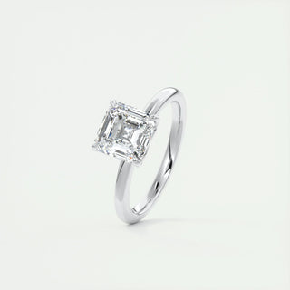 Radiant 2.03ct asscher solitaire moissanite ring macro detail of the stones
