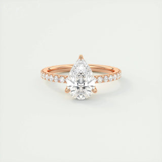1.93CT Pear Cut Pave Diamond Moissanite Engagement Ring