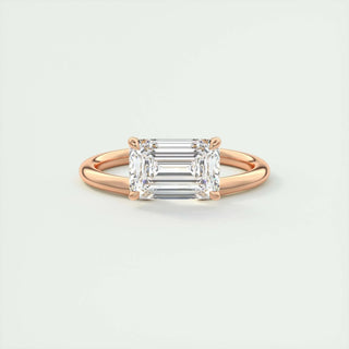 1.91CT Emerald Cut East West Diamond Solitaire Moissanite Engagement Ring