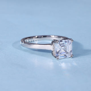 Emerald Cut Hidden Halo Moissanite Engagement Ring opposite side view