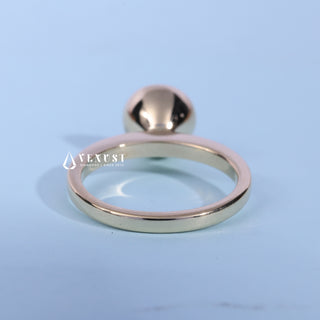 Angled view of the Bezel Halo Solitaire Round Cut Moissanite Ring band and setting