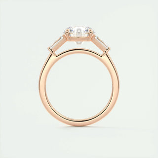Brilliant 2.0ct round three stone moissanite ring overhead view