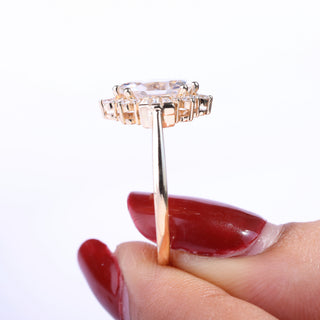 0.75ct Marquise Cut Cluster Diamond Moissanite Vintage Style Engagement Couple Ring Design