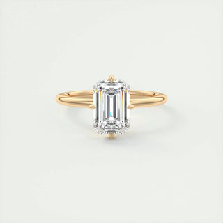 1.91 CT Emerald Solitaire Halo Moissanite Engagement Ring on hand