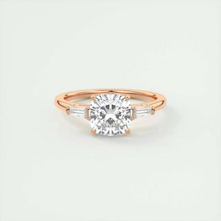 2.15CT Cushion Cut Three Stone Moissanite Engagement Ring