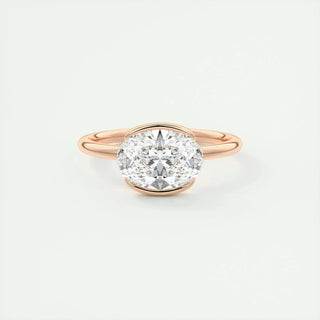 1.91CT Oval Half Bezel Solitaire Moissanite Engagement Ring