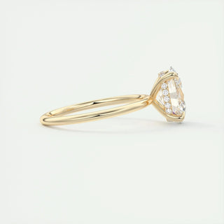 Elegant 1.91ct oval hidden halo moissanite ring side profile view
