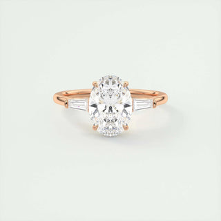 1.91 CT Oval Cut Three Stone Diamond Moissanite Engagement Ring