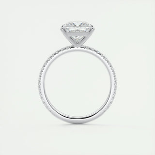 2.08 CT Princess Cut Pave Classic Moissanite Engagement Ring on hand