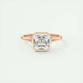 2.03 CT Asscher Cut Bezel Solitaire Moissanite Engagement Ring