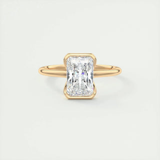 2.10 CT Radiant Cut Solitaire Half Bezel Moissanite Engagement Ring