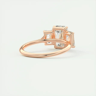 1.91 CT Emerald Cut Three stone Moissanite Engagement Ring top view