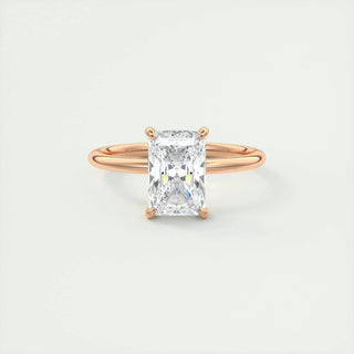 2.10 CT Radiant Cut Hidden Halo Solitaire Moissanite Engagement Ring