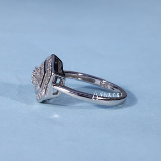 0.70CT Round Bezel Moissanite Cluster Engagement Ring opposite side view