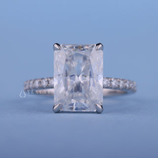 2.0CT Radiant Moissanite Diamond Hidden Halo Pave Engagement Ring