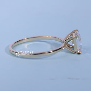 Angled view of the Solitaire Princess Cut Moissanite Engagement Ring band and setting