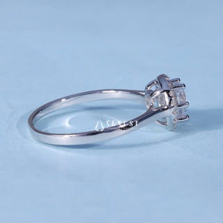 Side profile of Round Cut Solitaire Moissanite Engagement Ring with Halo