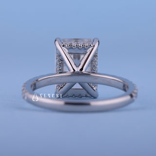 2.0CT Radiant Moissanite Diamond Hidden Halo Pave Engagement Ring