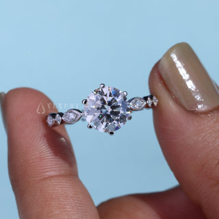 Modern 1.0ct round cluster moissanite ring front view
