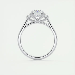Classic 1.91ct emerald three stone moissanite ring top view