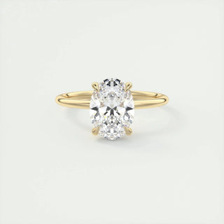 Elegant 1.91ct oval hidden halo moissanite ring close up of the setting