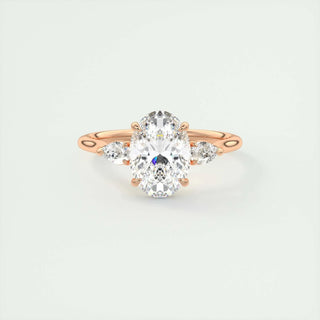 1.91 CT Oval Cut Three Stone Moissanite Engagement Ring
