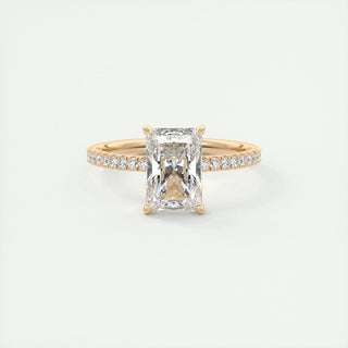2.10 CT Radiant Cut Pave Diamond Moissanite Engagement Ring