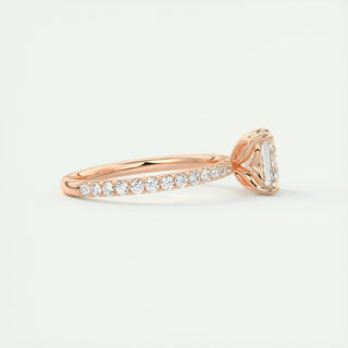 2.03CT Asscher Cut Pave Diamond Moissanite Engagement Ring