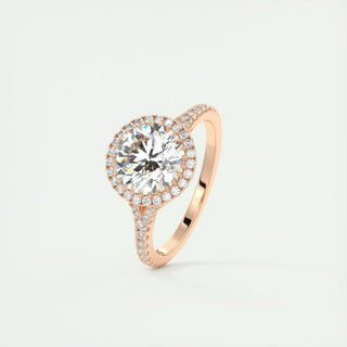 2.0 CT Round Cut Halo Split Shank Diamond Moissanite Engagement Ring