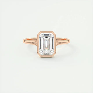 2.03 CT Emerald Cut Bezel Solitaire Moissanite Engagement Ring