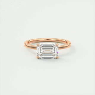 1.91 CT Emerald Cut Solitaire Moissanite Engagement Ring angle view